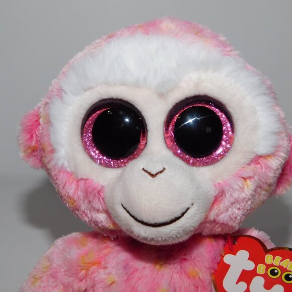 2014 TY Beanie Boos 6" Plush Pink Monkey Sparkle eyes RUBY New w Tag Stuffed - Picture 3 of 7